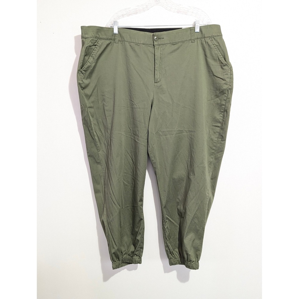 Lane Bryant Sateen Collection Mid-Rise Jogger Pants Olive Green Plus Size 24 NEW